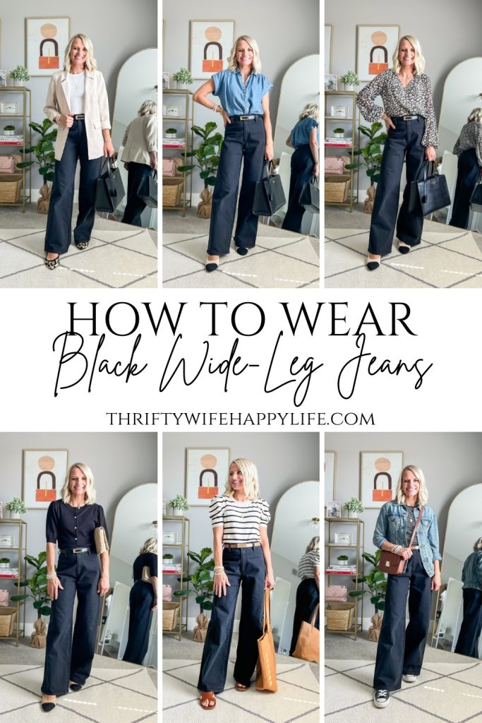 How to Wear Black Wide Leg Jeans Thrifty Wife Happy Life