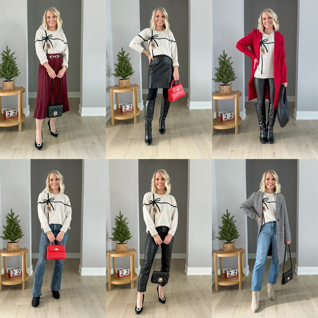 how to wear a holiday sweater outfits