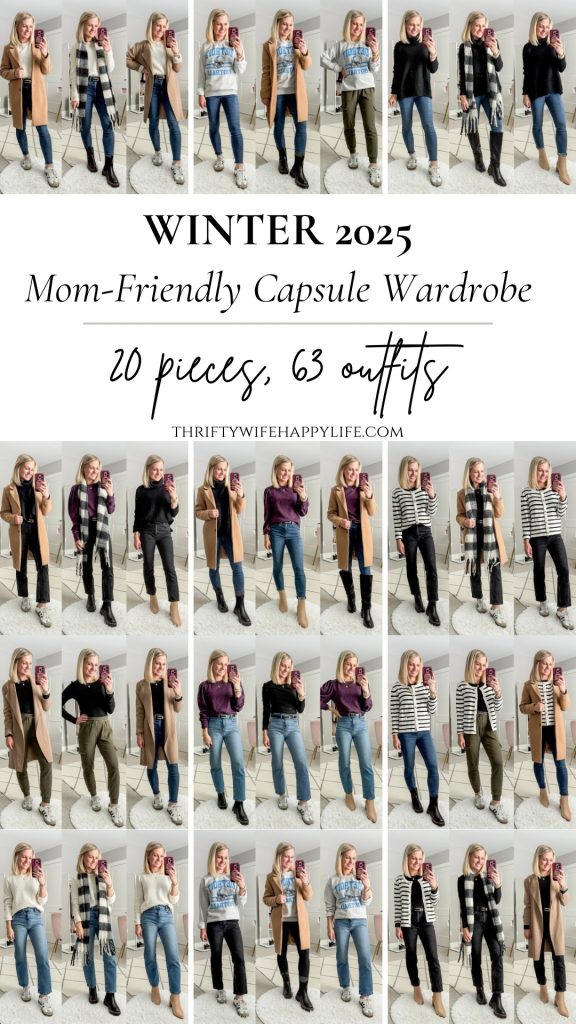 20 piece mom-friendly winter capsule wardrobe