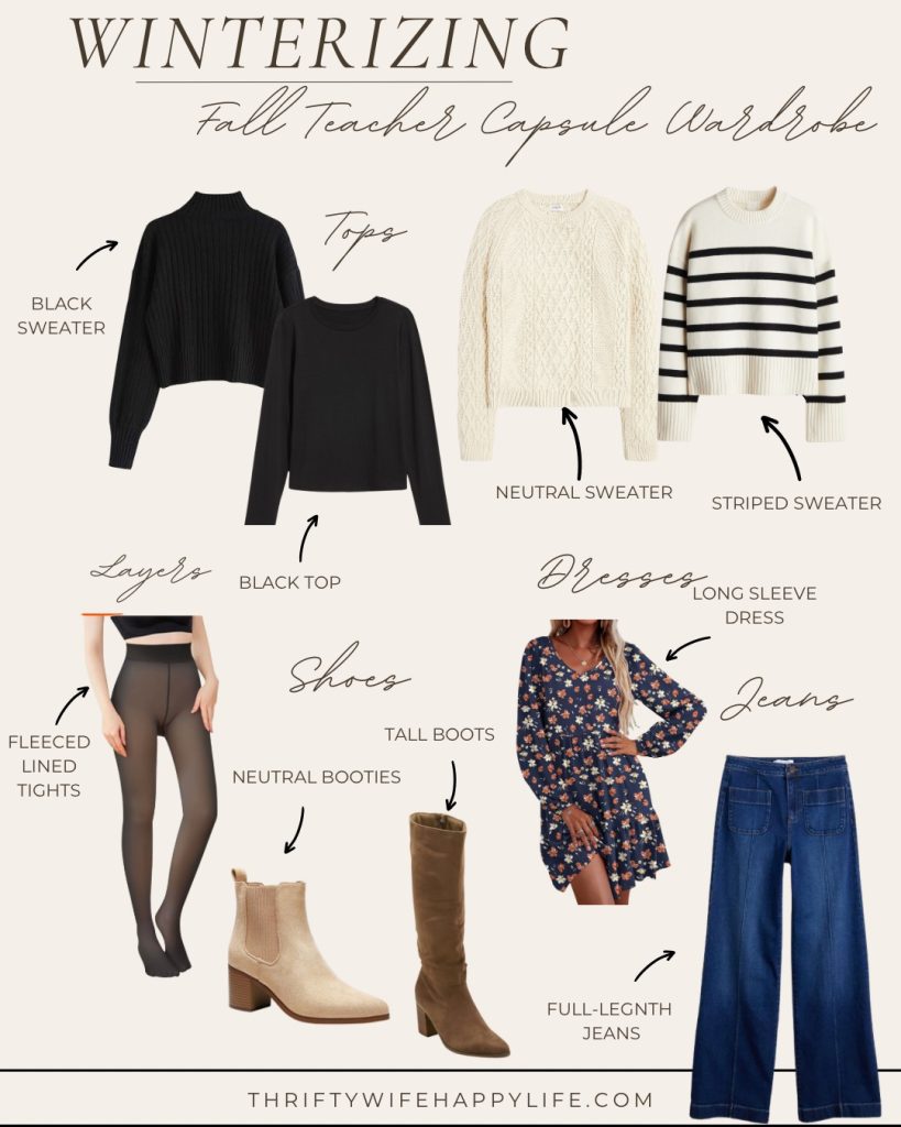 making your fall teacher capsule wardrobe a winter teacher capsule wardrobe collage