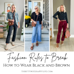 how to mix black and brown in an outfit collage of outfit ideas