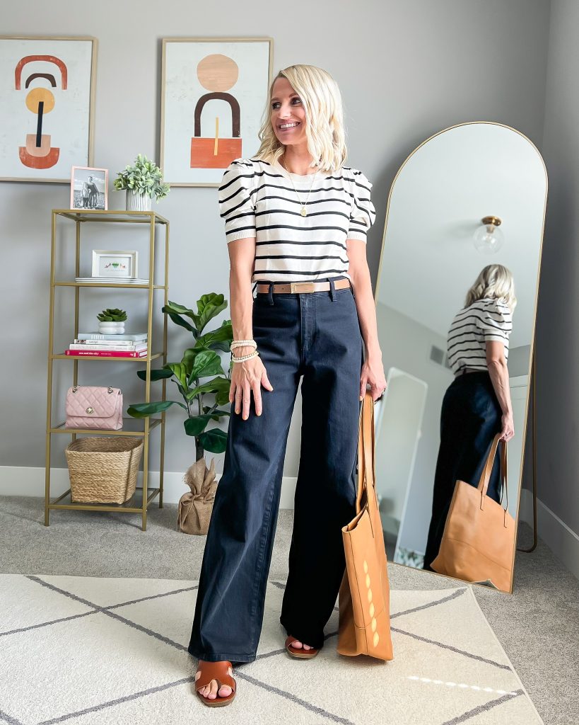 how to wear black and brown outfit idea with tan accessories and black pants