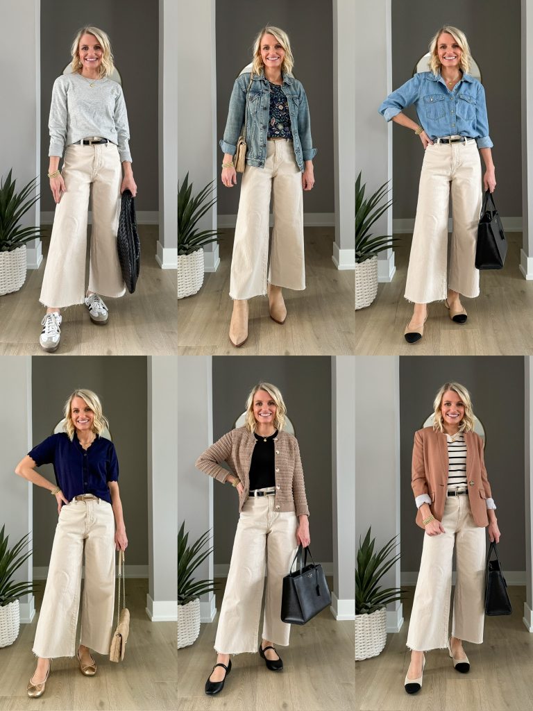 How to Wear Cropped Wide Leg Pants for Spring with six different outfit ideas using Target wide leg pants