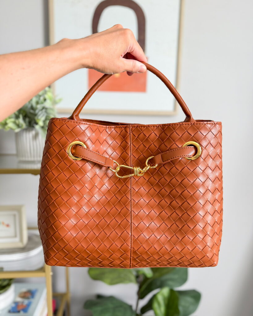 Fall wardrobe refresh brown woven handbag