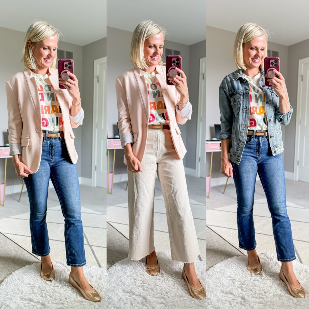 teacher capsule wardrobe three outfit ideas for fall 2025