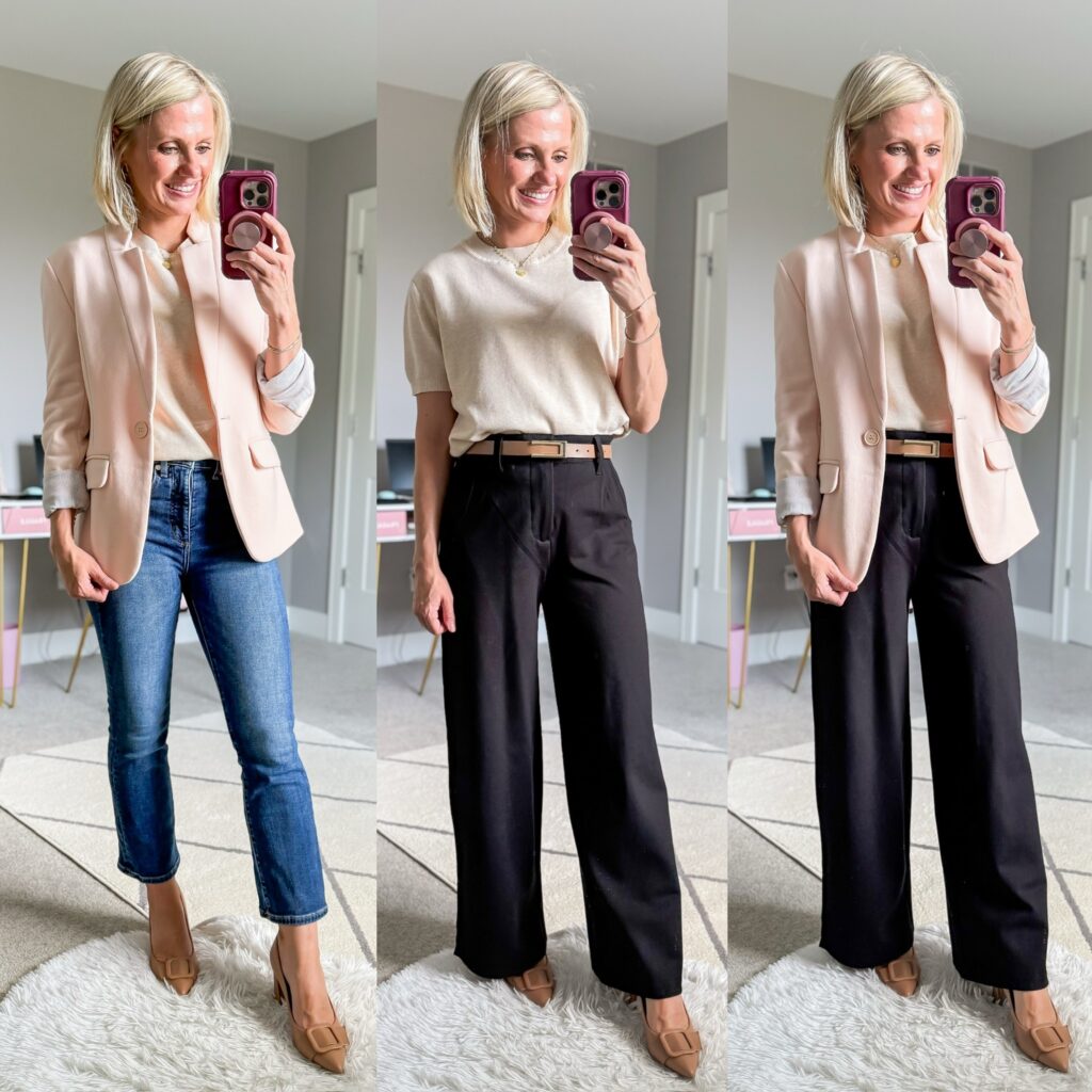 fall teacher capsule wardrobe three outfit ideas for workwear