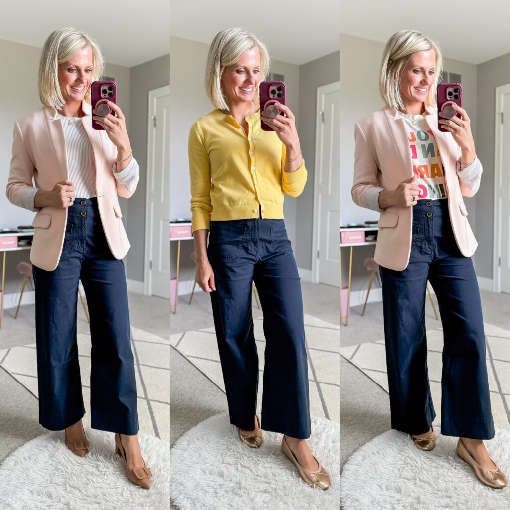 fall teacher capsule wardrobe three ways to style trouser pants for teachers