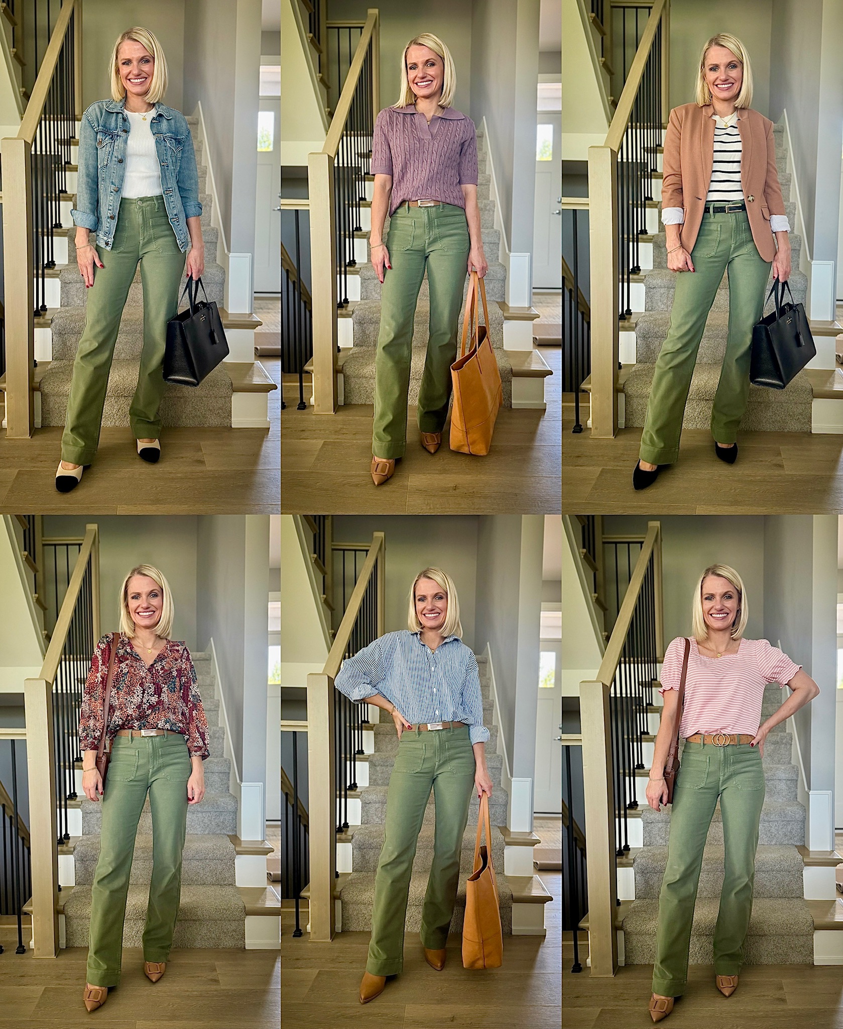 How to Wear Full-Legnth Green Pants for Fall
