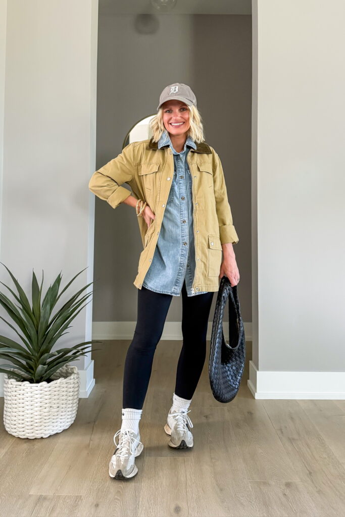 how to wear a barn jacket for fall outfit idea athleisure outfit