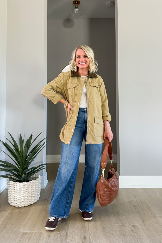 how to wear a barn jacket for fall outfit idea