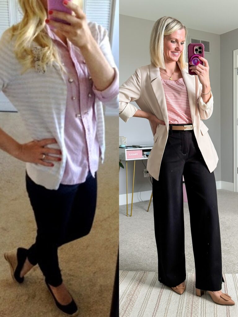 what I wore then vs. now updated skinny jeans outfit