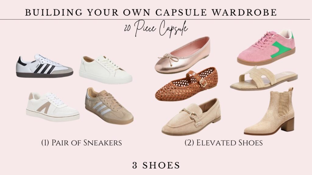 how to build your own 20 piece capsule wardrobe choosing 3 pair of shoes