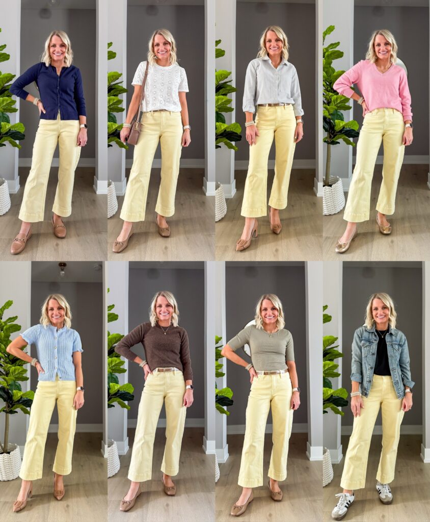 eight ways to style yellow pants