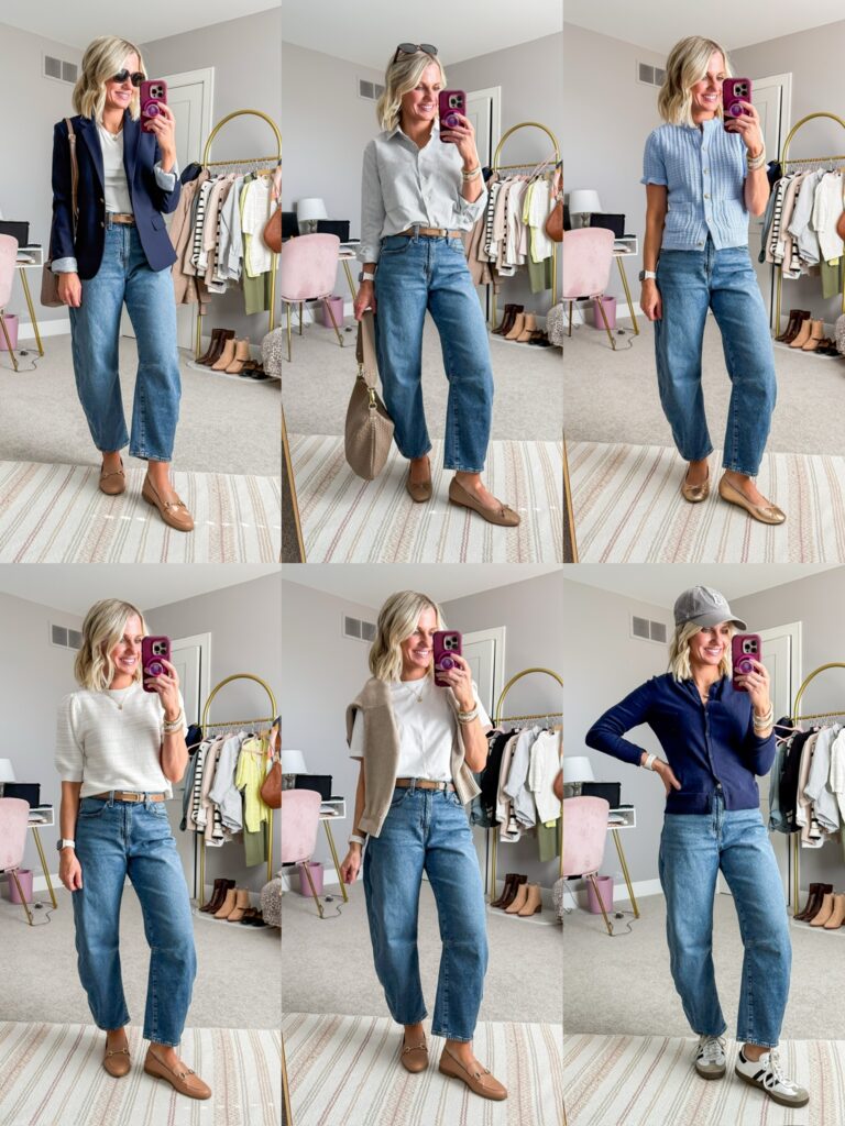 6 different ways to style barrel jeans. 