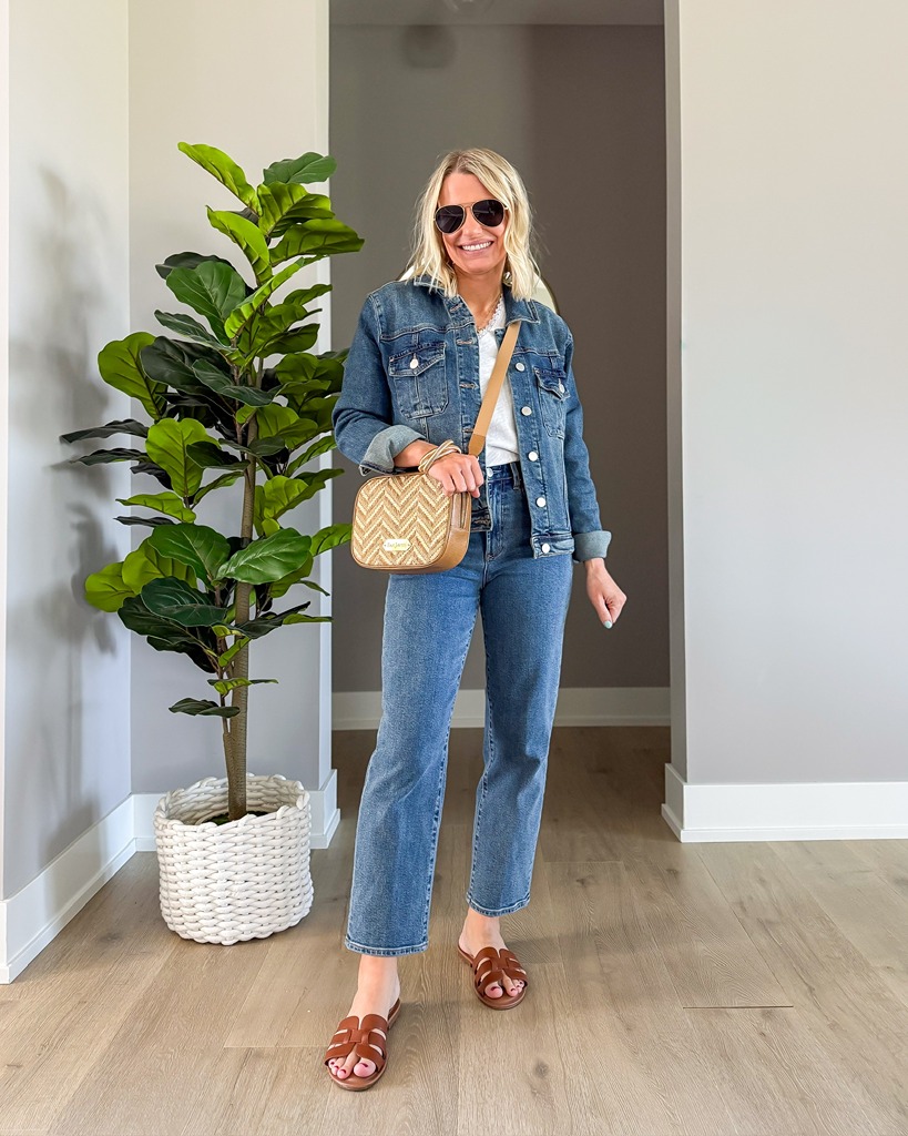 denim on denim spring outfit