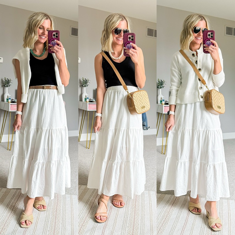 white maxi skirt outfit ideas for summer 2026