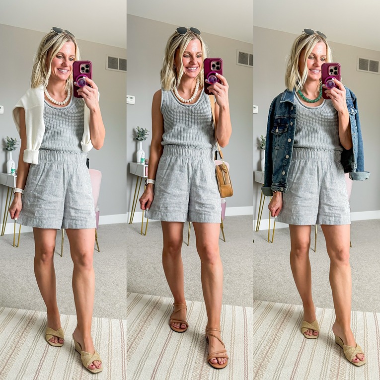 summer 2026 outfit ideas with linen shorts
