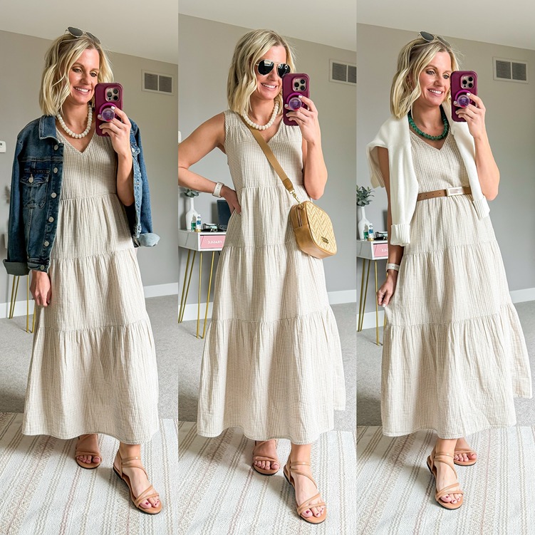 neutral maxi dress outfit ideas